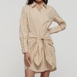 Derek Lam 10 Crosby Stripe Long Sleeve Tie Waist Shirtdress